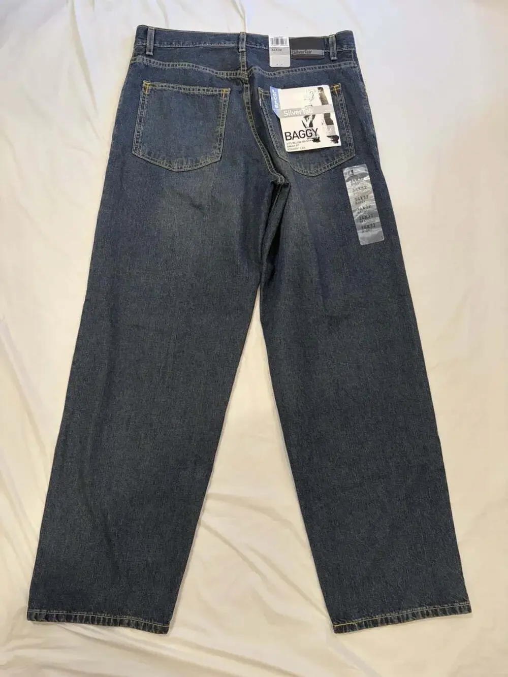Levi's Silver Tab Jeans Men's 34x32 Blue Dark Wash Baggy Straight Leg NWTs